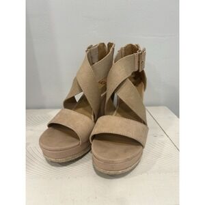 Ugg Australia Calla Women Shoes Brown Sz 7.5Leather Strap Platform Wedge Sandals